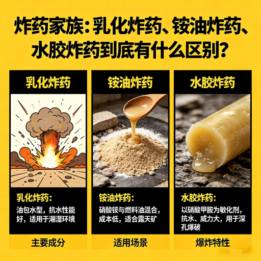 梅江炸药家族：乳化炸药、铵油炸药、水胶炸药到底有什么区别？
